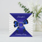 Elégant Invitation d'anniversaire Royal Blue Jewel (Debout devant)