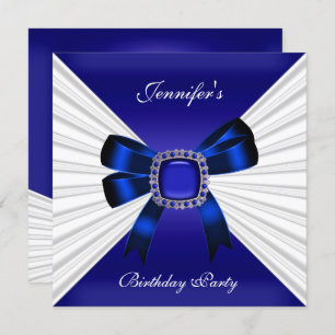 Elégant Invitation d'anniversaire Royal Blue Jewel