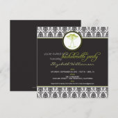 Élégant Invitation de bachelorette Damask (chaux) (Devant / Derrière)