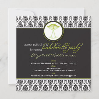 Élégant Invitation de bachelorette Damask (chaux)