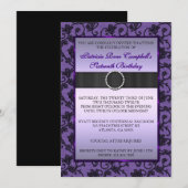 Élégant Invitation de dentelle florale [pourpre] (Devant / Derrière)