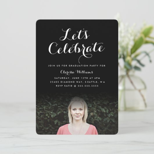 Élégant Invitation de diplôme de script (Debout devant)