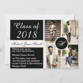 Élégant Invitation de diplômes de monogramme (Devant)