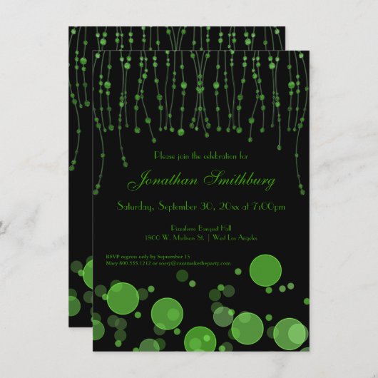 Élégant Invitation de fête d'anniversaire Emerald  (Devant / Derrière)