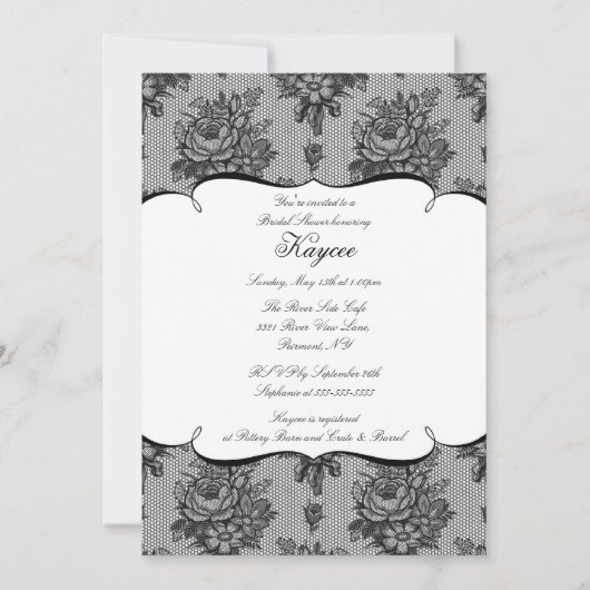 Élégant Invitation de Fête de l'mariée de dentelle (Devant)