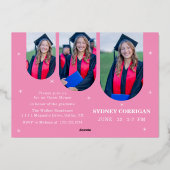 Élégant Invitation de graduation rose pour filles (Verso)