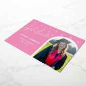 Élégant Invitation de graduation rose pour filles (Rotation)