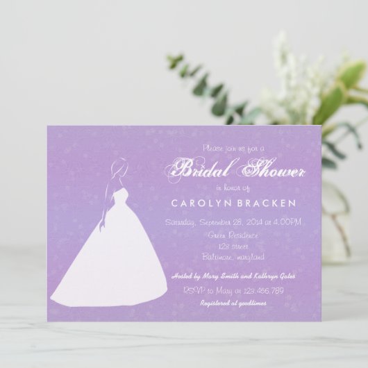 Élégant Invitation de la Fête de l'mariée Lavender (Debout devant)