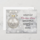 Élégant Invitation de la fête de Noël en argent (Devant / Derrière)
