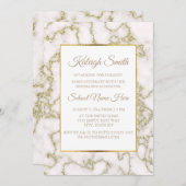 Élégant Invitation de la partie en marbre blanc et (Devant / Derrière)