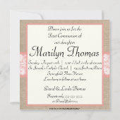 Élégant Invitation de la première communion de la (Dos)