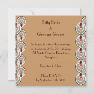 Élégant Invitation de lin beige et Art Déco Brown