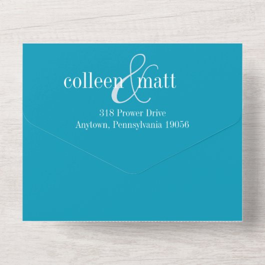 Élégant Invitation de mariage, Aqua All-in-One (Verso)