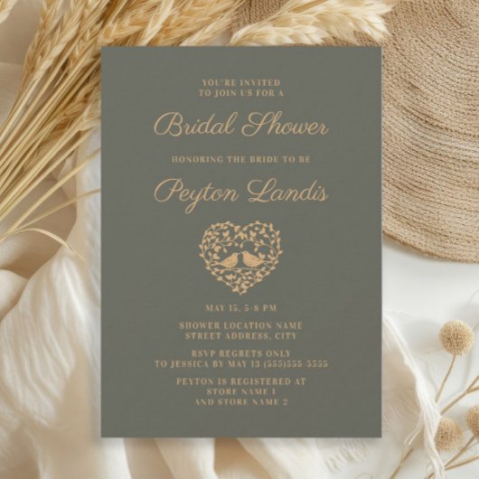 Élégant Invitation de Mariage Automne Vert Mousse