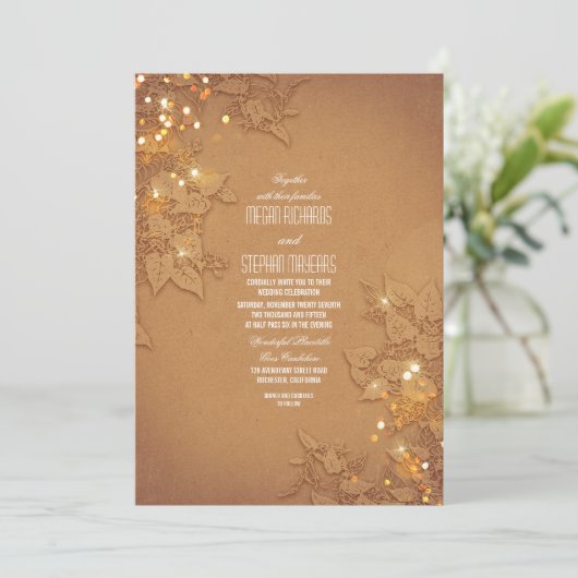 Élégant Invitation de mariage avec Branches de Str (Debout devant)