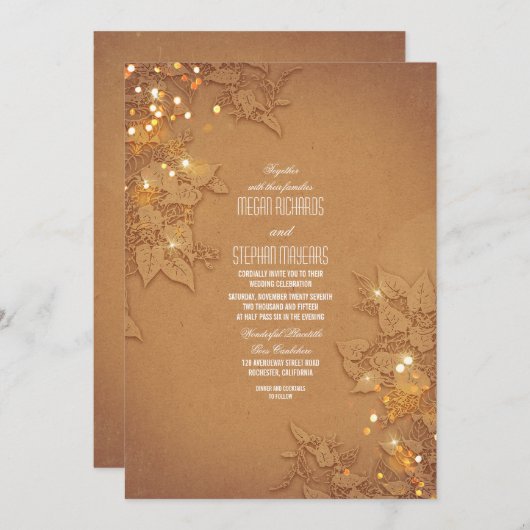 Élégant Invitation de mariage avec Branches de Str (Devant / Derrière)