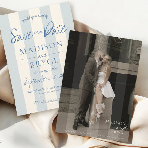 Élégant Invitation de Mariage Photo avec Rayures B