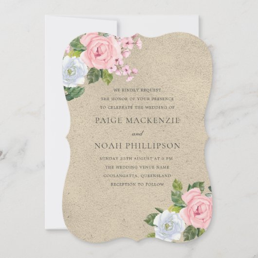 Élégant Invitation de mariage rose pâle (Devant)