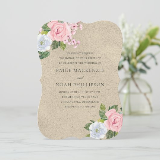 Élégant Invitation de mariage rose pâle (Debout devant)