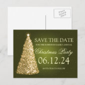 Élégant invitation de Noël « Save The Date » vert (Devant / Derrière)