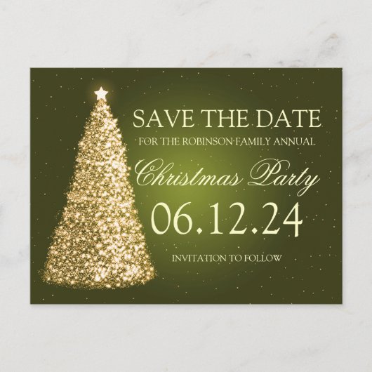 Élégant invitation de Noël « Save The Date » vert (Devant)