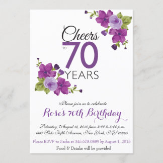 Élégant Invitation de peinture violette 70e annive