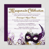 Élégant Invitation de perruque Masquerade [violet] (Devant / Derrière)