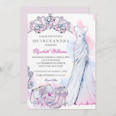 Élégant Invitation de Quinceanera en cristal d'éti (Devant / Derrière)