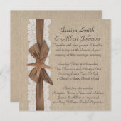 Élégant Invitation de ruban Burlap de 5,25 po x 5, (Devant / Derrière)