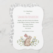 Élégant Invitation du Baby shower de Bunny de bois (Devant / Derrière)