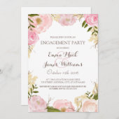 Élégant Invitation du parti d'engagement floral (Devant / Derrière)