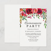 Élégant invitation du Parti Quinceanera à la Fleur (Devant / Derrière)