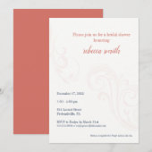 Élégant Invitation Fête des mariées, Coral (Devant / Derrière)