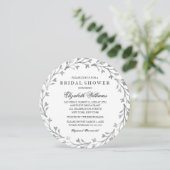 Élégant Invitation Fête des mariées fleurie argent (Debout devant)