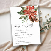 Élégant Invitation Fiançailles Poinsettia Pine Con