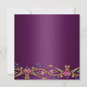 Elégant Invitation Floral Gem Purple/Black Quincea (Dos)