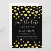 Elegant Invitation Gold Heart Speckles Design Save The Date (Voorkant / Achterkant)