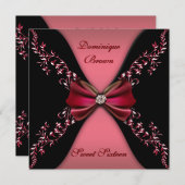 Élégant Invitation rouge et noir avec boue de diam (Devant / Derrière)