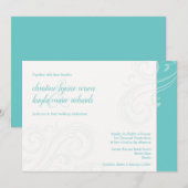Élégant Invitation Turquoise, Caroline Mariage (Devant / Derrière)
