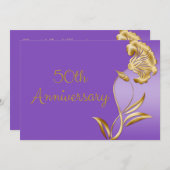 Élégant Invitations du 50e anniversaire de violet  (Devant / Derrière)