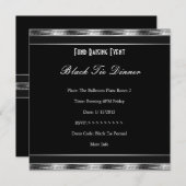 Elegant Invite Fundraiser Formal Silver Black Stro Kaart (Voorkant / Achterkant)