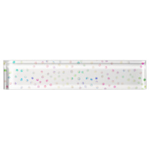 Elegant Iridescent Confetti Stip White Design Naambordje