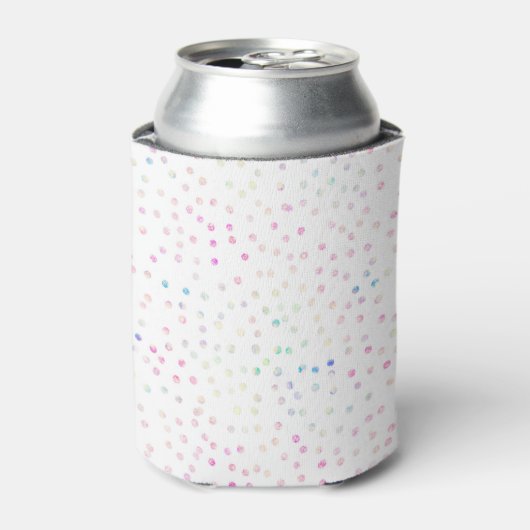 Elegant Iridescent Glitter Stippen White Design Blikjeskoeler (Blikje Voorkant)