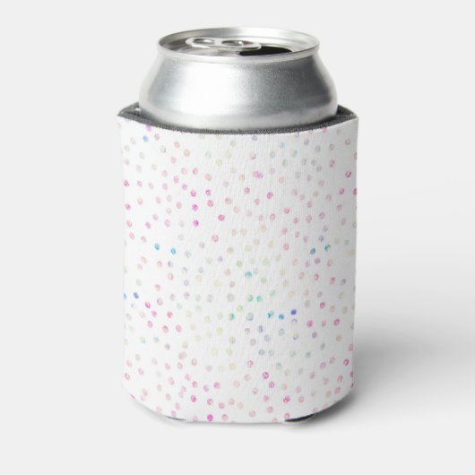 Elegant Iridescent Glitter Stippen White Design Blikjeskoeler (Blikje Achterkant)