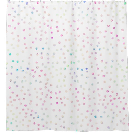 Elegant Iridescent Glitter Stippen White Design Douchegordijn (Voorkant)