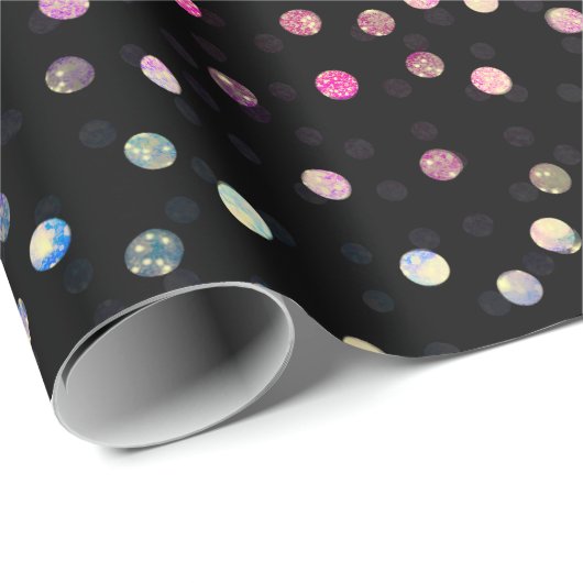 Elegant Iridescent Glitter Stippen - Zwart design Cadeaupapier (Rol Hoek)