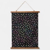 Elegant Iridescent Glitter Stippen - Zwart design Hangend Wandkleed (Voorkant)