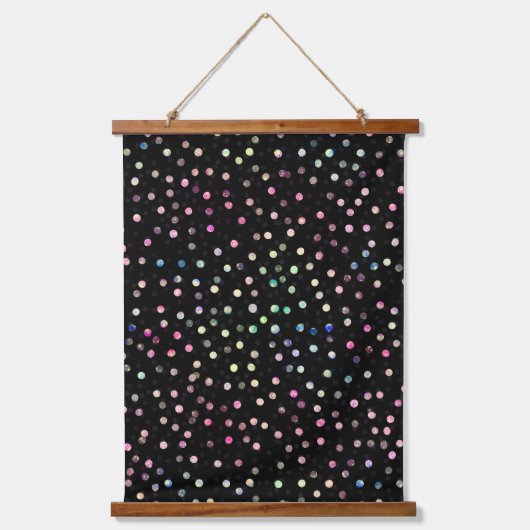 Elegant Iridescent Glitter Stippen - Zwart design Hangend Wandkleed (Voorkant)