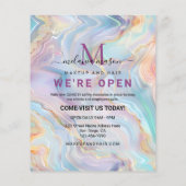 Elegant Iridescent Holographic Agate Gold Marble Flyer (Achterkant)