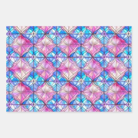 Elegant Iridescent Pink Faux Glas in lood Patroon Inpakpapier Vel (Voorkant 2)